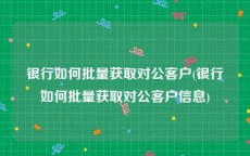 银行如何批量获取对公客户(银行如何批量获取对公客户信息)