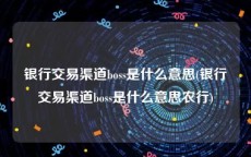 银行交易渠道boss是什么意思(银行交易渠道boss是什么意思农行)