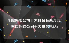 车险保险公司十大排名联系方式(车险保险公司十大排名电话)