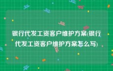 银行代发工资客户维护方案(银行代发工资客户维护方案怎么写)