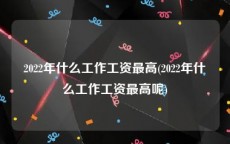 2022年什么工作工资最高(2022年什么工作工资最高呢)