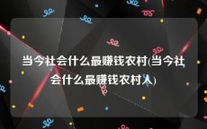当今社会什么最赚钱农村(当今社会什么最赚钱农村人)