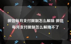 微信每月支付限制怎么解除 微信每月支付限制怎么解除不了