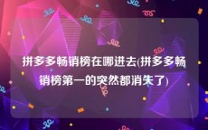 拼多多畅销榜在哪进去(拼多多畅销榜第一的突然都消失了)