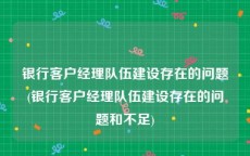 银行客户经理队伍建设存在的问题(银行客户经理队伍建设存在的问题和不足)