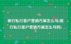 银行私行客户营销方案怎么写(银行私行客户营销方案怎么写的)