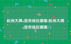 杭州大牌a货市场在哪里(杭州大牌a货市场在哪里)
