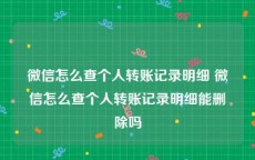 微信怎么查个人转账记录明细 微信怎么查个人转账记录明细能删除吗