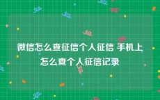 微信怎么查征信个人征信 手机上怎么查个人征信记录