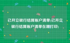 已开立银行结算账户清单(已开立银行结算账户清单在哪打印)