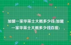 加盟一家华莱士大概多少钱(加盟一家华莱士大概多少钱百度)