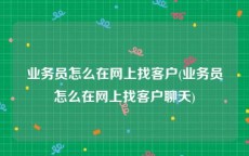 业务员怎么在网上找客户(业务员怎么在网上找客户聊天)