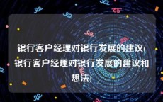 银行客户经理对银行发展的建议(银行客户经理对银行发展的建议和想法)