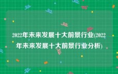 2022年未来发展十大前景行业(2022年未来发展十大前景行业分析)