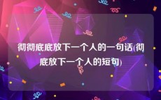 彻彻底底放下一个人的一句话(彻底放下一个人的短句)
