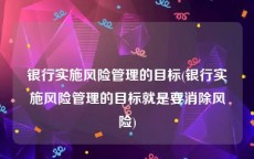 银行实施风险管理的目标(银行实施风险管理的目标就是要消除风险)