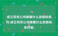 成立劳务公司需要什么资格和条件(成立劳务公司需要什么资格和条件呢)