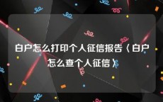 白户怎么打印个人征信报告〈白户怎么查个人征信〉