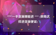  *** 一手货源哪能进 *** (微商这样进货源便宜)