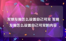 发朋友圈怎么设置自己可见 发朋友圈怎么设置自己可见的内容