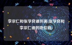 李宗仁和张学良谁厉害(张学良和李宗仁谁的地位高)