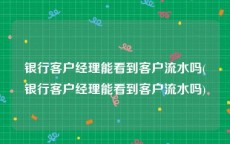 银行客户经理能看到客户流水吗(银行客户经理能看到客户流水吗)