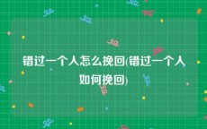 错过一个人怎么挽回(错过一个人如何挽回)