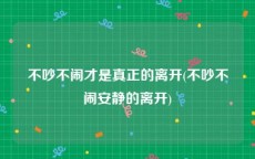 不吵不闹才是真正的离开(不吵不闹安静的离开)