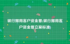 银行挪用客户资金罪(银行挪用客户资金罪立案标准)