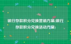 银行存款积分兑换营销方案(银行存款积分兑换活动方案)