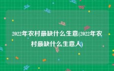 2022年农村最缺什么生意(2022年农村最缺什么生意人)