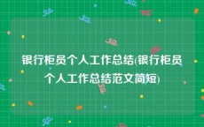 银行柜员个人工作总结(银行柜员个人工作总结范文简短)