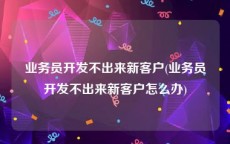 业务员开发不出来新客户(业务员开发不出来新客户怎么办)