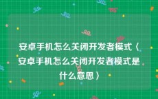 安卓手机怎么关闭开发者模式〈安卓手机怎么关闭开发者模式是什么意思〉