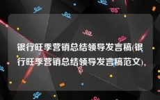 银行旺季营销总结领导发言稿(银行旺季营销总结领导发言稿范文)