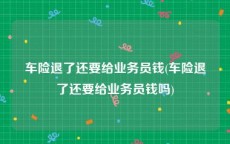 车险退了还要给业务员钱(车险退了还要给业务员钱吗)