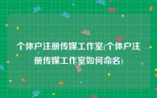 个体户注册传媒工作室(个体户注册传媒工作室如何命名)