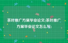 茶叶推广方案毕业论文(茶叶推广方案毕业论文怎么写)
