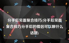 分手后见面复合技巧(分手后见面复合技巧分手后的情侣可以聊什么话题)