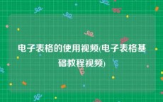 电子表格的使用视频(电子表格基础教程视频)