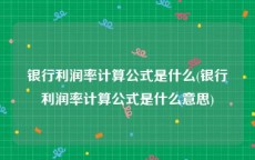 银行利润率计算公式是什么(银行利润率计算公式是什么意思)