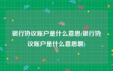 银行协议账户是什么意思(银行协议账户是什么意思啊)