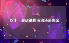 双十一是店铺搞活动还是淘宝