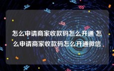 怎么申请商家收款码怎么开通 怎么申请商家收款码怎么开通微信