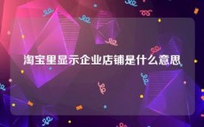 淘宝里显示企业店铺是什么意思