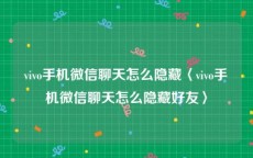 vivo手机微信聊天怎么隐藏〈vivo手机微信聊天怎么隐藏好友〉