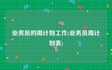 业务员的周计划工作(业务员周计划表)