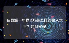 在县城一年挣15万是怎样的收入水平？如何实现