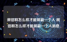 微信群怎么样才能屏蔽一个人 微信群怎么样才能屏蔽一个人消息