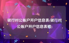 银行对公账户开户信息表(银行对公账户开户信息表格)